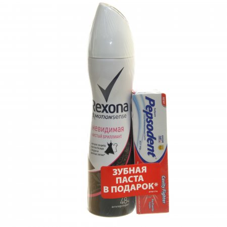 Дез. спрей Rexona 150мл. жен. Чистый бриллиант+ Зубн.паста Pepsodent